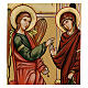 Annunciation icon on shaped wood panel with gold background 45x1 s2