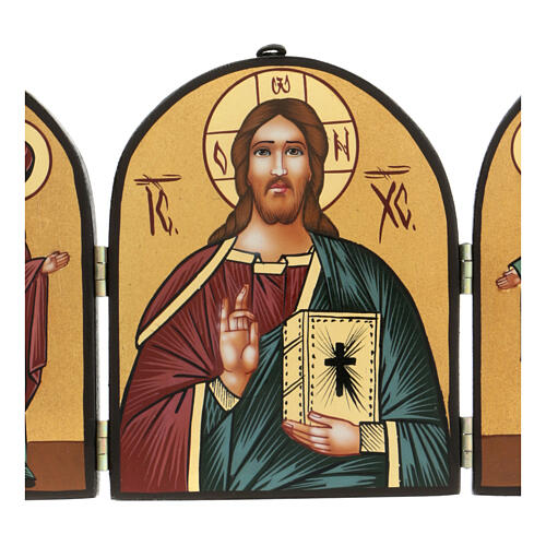 Icône roumaine triptyque Christ Pantocrator 18x24 cm 2