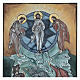 Ícone Transfiguração azul pintado à mão óleo sobre vidro Roménia 40x30 cm s2