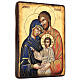 Painted icon of the Holy Family, wood with craquelure, Romania, 16x12 in s3