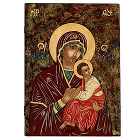 Icona Madre di Dio della Passione dipinta legno Romania 40x30 cm