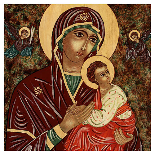 Ícone pintado Mãe de Deus da Paixão madeira Roménia 40x30 cm 2