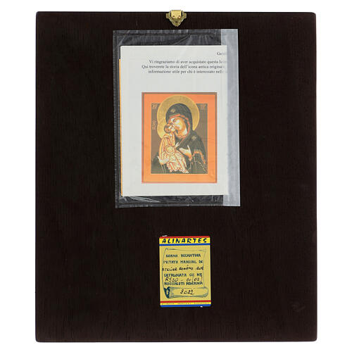 Icona rumena dipinta Madre di Dio Donskaja su tavola legno 32x28 cm  4