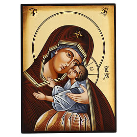 Icona Madre di Dio Kievo Bratskaja dipinta Romania 30x20 cm