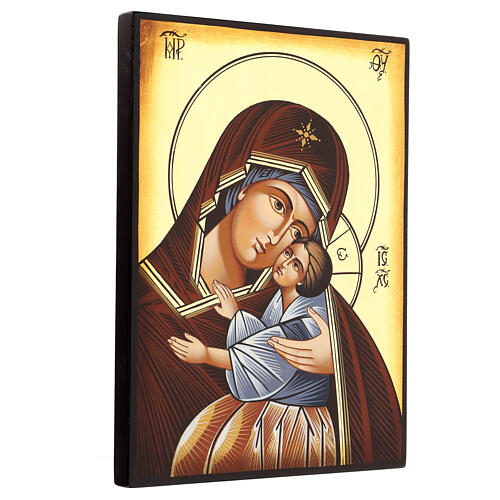 Icona Madre di Dio Kievo Bratskaja dipinta Romania 30x20 cm 3