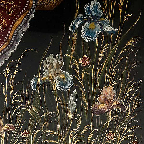 Scatola di lacca russa "Innamorati sull'altalena" Palekh 4