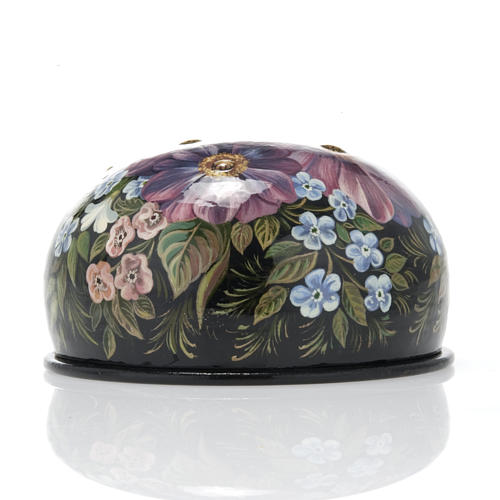 Scatola lacca russa "fiori in rilievo" Palekh 4