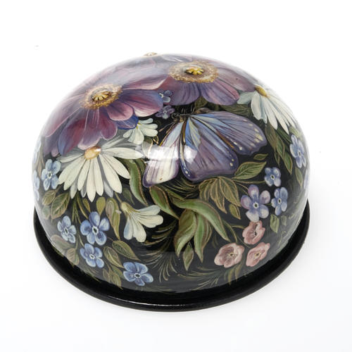 Russian lacquer box "Flowers in relief" Palekh 2