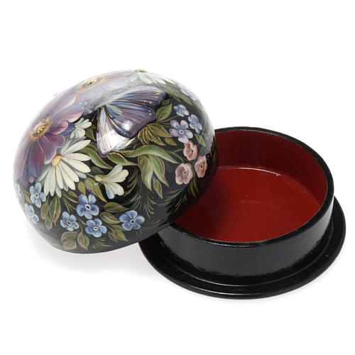 Russian lacquer box "Flowers in relief" Palekh 3