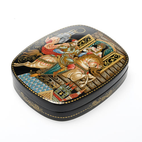 Scatola lacca russa "Cavallo gobbo" Palekh 1