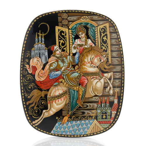 Scatola lacca russa "Cavallo gobbo" Palekh 2