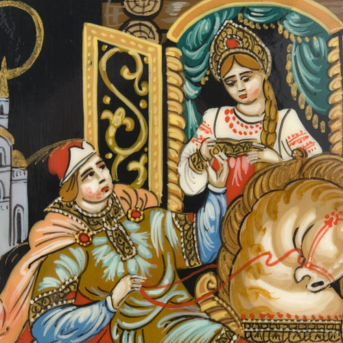 Scatola lacca russa "Cavallo gobbo" Palekh 3