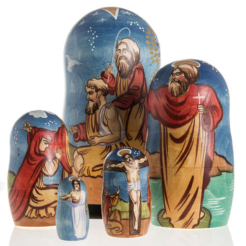 Matriosca russa Natività e 4 scene vita Gesù 7
