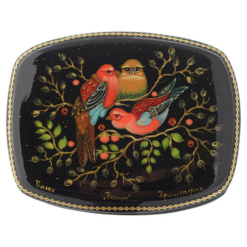 Russian lacquer box Birds, Palekh 1