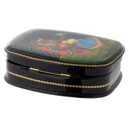 Russian lacquer box Mary and the Bear, Fedoskino 3