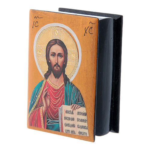 Caixa lacada russa Cristo Pantocrator 7x5 cm 2