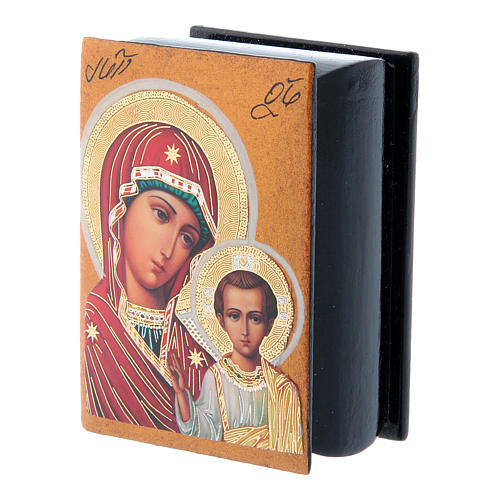 Boîte en découpage russe Vierge de Kazan 7x5 cm 2