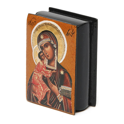 Boîte laquée russe Vierge Feodorovskaya 7x5 cm 2