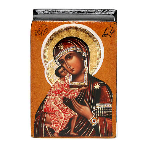 Szkatułka lakierowana Madonna Feodorovskaya, 7x5 cm 1