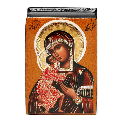 Caixa lacada russa Mãe de Deus Feoderovskaya 7x5 cm 1