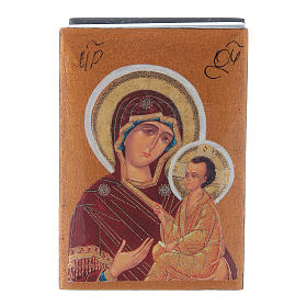 Boîte en découpage russe Vierge Tikhvinskaya 7x5 cm