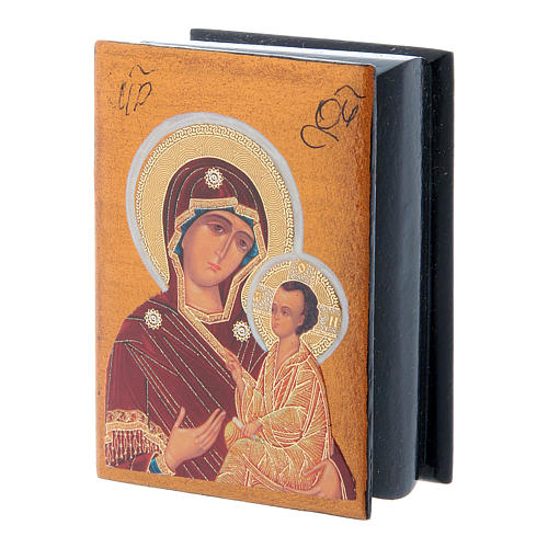 Boîte en découpage russe Vierge Tikhvinskaya 7x5 cm 2