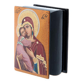 Boîte papier mâché russe Vierge Vladimirskaya 7x5 cm