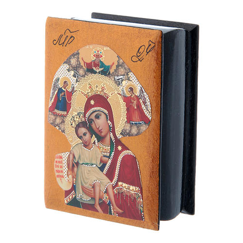 Russian papier-machè and lacquer box Our Lady of Perpetual Help 7X5 cm 2