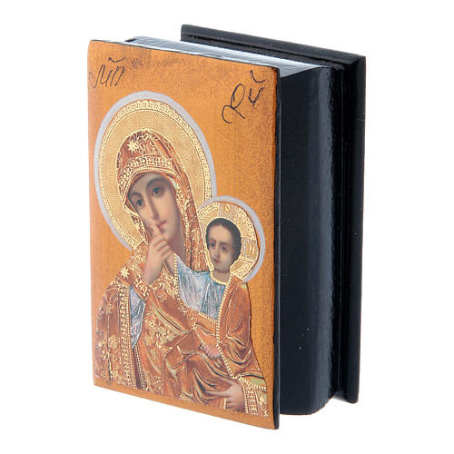 Boîte russe décorée Notre-Dame de la Compassion 7x5 cm 2