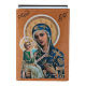 Laque russe papier mâché décorée Mère de Dieu de Jérusalem 7x5 cm s1