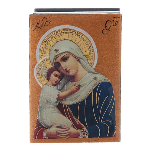 Caja rusa decoupage Virgen que ayuda a los difuntos 7x5 cm 1