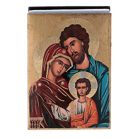 Russische Lackdose aus Papiermaché Heilige Familie 7x5 cm