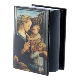 Russian papier-mâché and lacquer box Madonna and Child by Lippi 7x5 cm