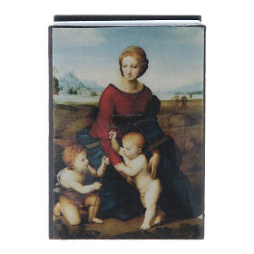 Russische Lackdose aus Papiermaché Madonna del Belvedere 7x5 cm