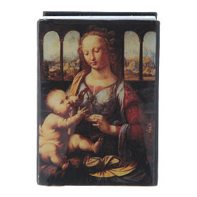 Russian papier-mâché and lacquer box Madonna of the Carnation 7x5 cm