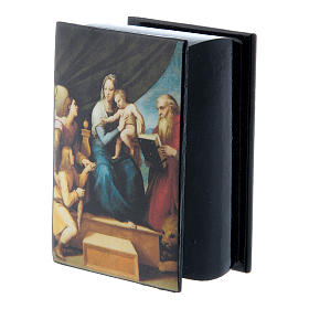 Russische Lackdose aus Papiermaché Madonna del Pesce 7x5 cm