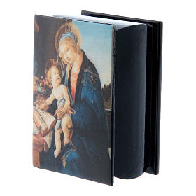Russische Lackdose aus Papiermaché Madonna mit dem Buch 7x5 cm