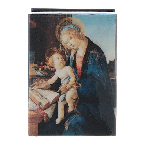 Russian papier-mâché and lacquer box Madonna of the Book 7x5 cm 4