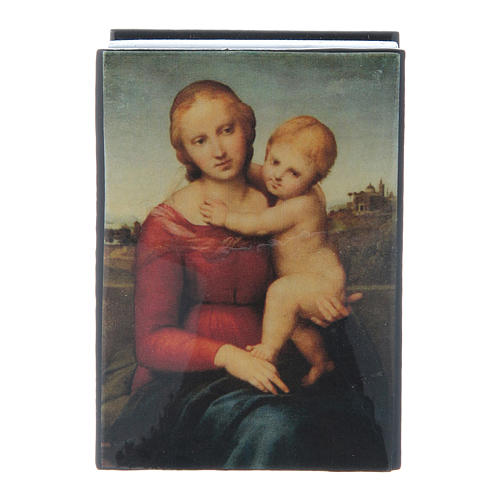 Russian papier-mâché and lacquer box Small Cowper Madonna 7x5 cm 1