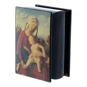 Scatola cartapesta russa Madonna con Bambino 7X5 cm