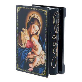 Russian papier-mâché and lacquer box Madonna with Child 9x6 cm