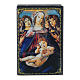 Lacca cartapesta russa La Madonna della melagrana 9X6 cm s1