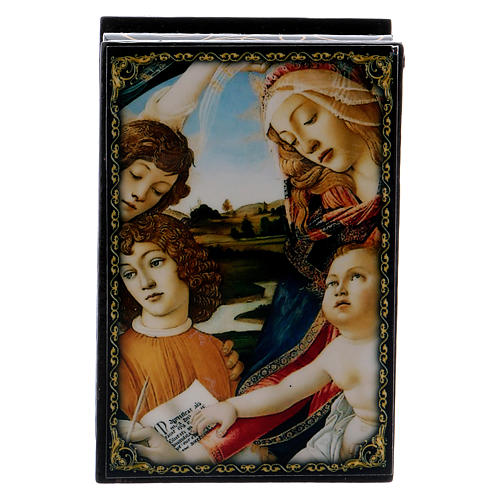 Lackdose aus Papiermaché Madonna del Magnificat 9x6 cm 1