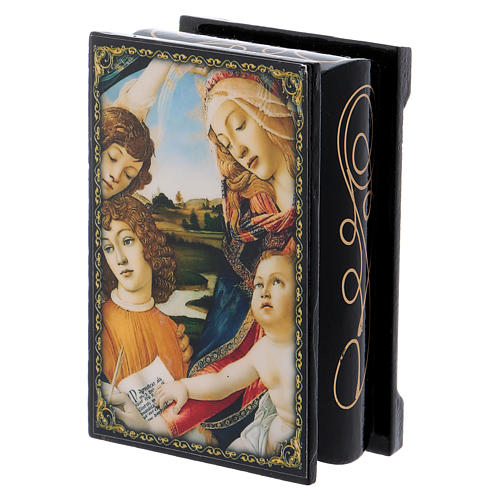 Lackdose aus Papiermaché Madonna del Magnificat 9x6 cm 2