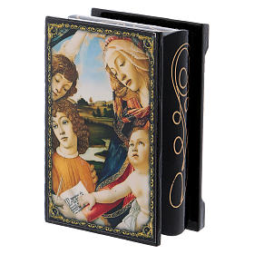 Russian papier-mâché and lacquer box Madonna of the Magnificat 9x6 cm