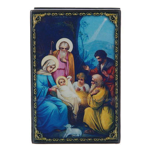 Russian papier-mâché and lacquer box The Nativity of Jesus Christ 9x6 cm 1