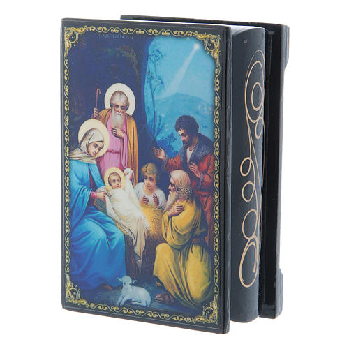 Russian papier-mâché and lacquer box The Nativity of Jesus Christ 9x6 cm 2