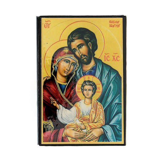 Russian papier-mâché and lacquer box Holy Family 9x6 cm 1