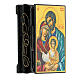 Russian papier-mâché and lacquer box Holy Family 9x6 cm s2