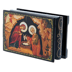 Lackdose aus Papiermaché Die Geburt Jesu Christi 9x6 cm